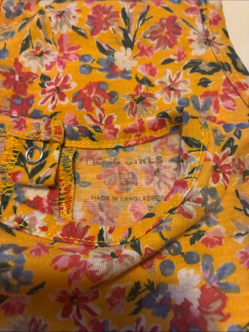 BCBG Girls Yellow Floral Baby Romper with Pink & Blue Accents